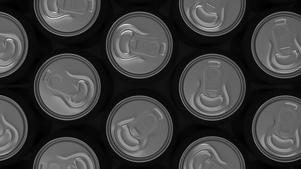 Big black soda cans on white background