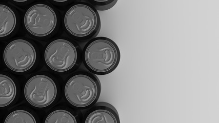 Big black soda cans on white background