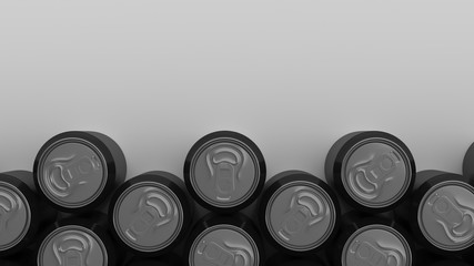 Big black soda cans on white background