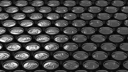 Big black soda cans on white background