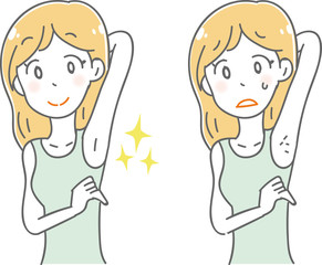 腋毛の剃り残しビフォーアフター素材