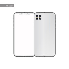 New smartphone White Color with blank white screen. Isolated on white background. Realistic vector illustration.