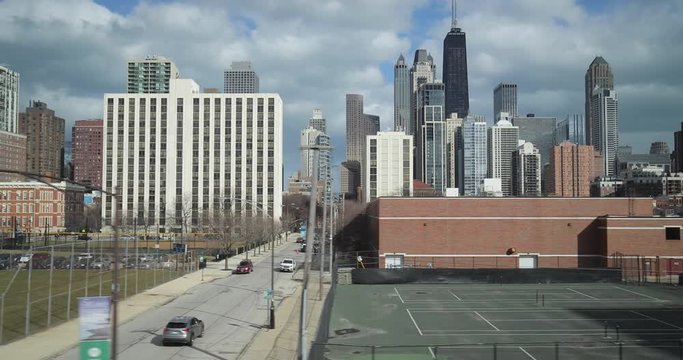 Chicago Downtown Buildings Dolly Moving