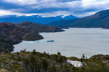 Lake Grey and the Grey Glacier in the Southern Patagonian Ice field, Torres del Paine National Park, Chile