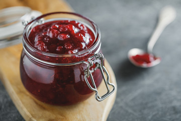 Traditional scandinavian jam with cowberry and juniper - 195824415