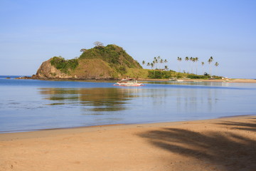 Fototapeta na wymiar Landscape of the beach of Nacpan. The island of Palawan. Philippines.