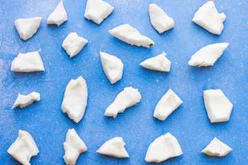 Natural herbal skin care products, top view ingredients coconut on table concept of the best all natural face moisturizer. Facial treatment preparation background