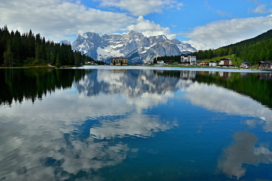 Italian Dolomites -view on the lake Misurina