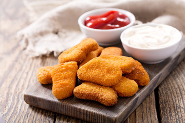 chicken nuggets with sauces