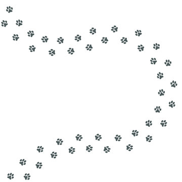 Grey dog paw prints isolated on white background. Vector illustration.