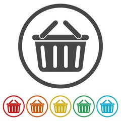 Basket icon, Basket shopping commercial icon, 6 Colors Included