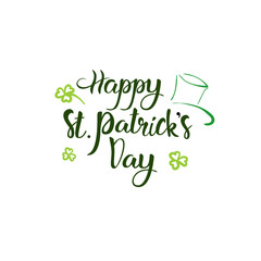 Happy Saint Patrick's Day Logotype, Hand Sketch Irish Celebration Design, Lettering Typography Icon Vector Illustration