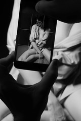 Sexy body nude woman. Naked sensual beautiful girl. Artistic black and white photo.