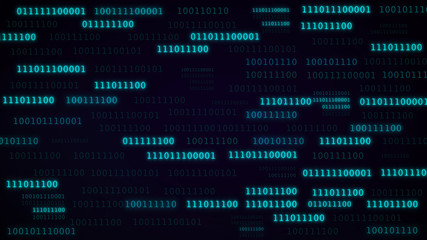 Illustration of binary code in blue color. Concept development. Hacker technology with interference.