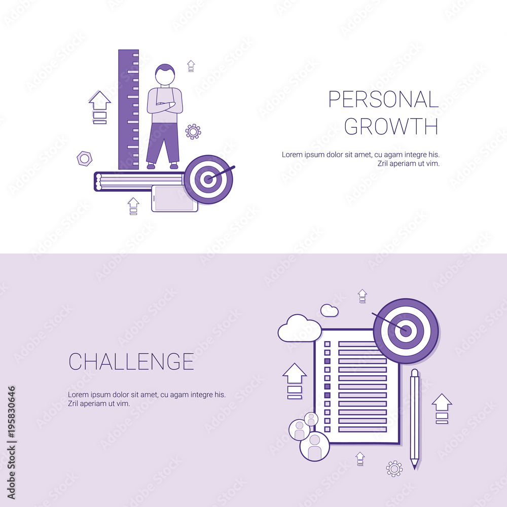 Poster personal growth and challenge business concept template web banner with copy space vector illustrati