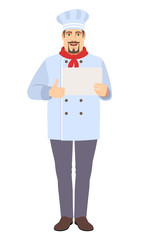 Chef showing thumb up showing the blank paper