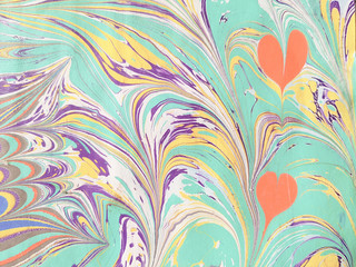 Blur marbling blue-violet texture. Creative background with abstract oil painted waves, handmade surface. Liquid paint.