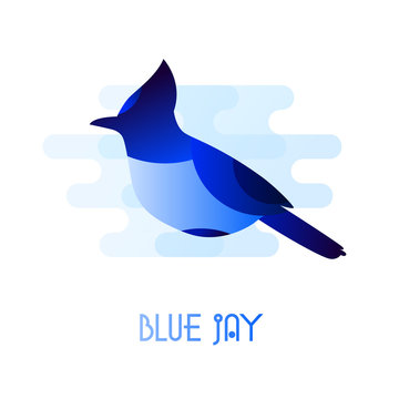 Blue Jay Icon In Flat Style. Vector.