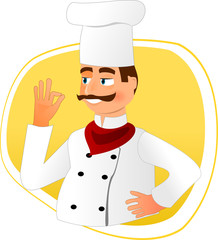 Smiling chef with mustache