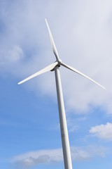 Wind turbines on a sunny day with a blue sky in Kassel, Germany