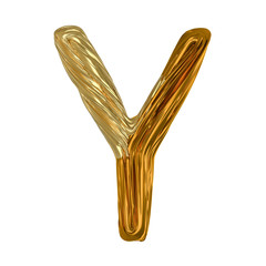 Image of gold color alphabet isolated on white. 3D