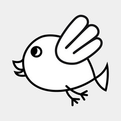 Cute flying bird icon, vector illustration.