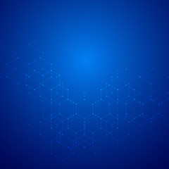 Geometric abstract background with hexagon molecule.