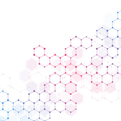 Geometric abstract background with hexagon molecule.