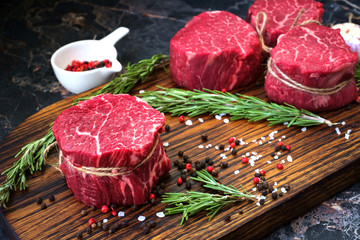 raw fillet Mignon steaks
