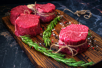 raw fillet Mignon steaks