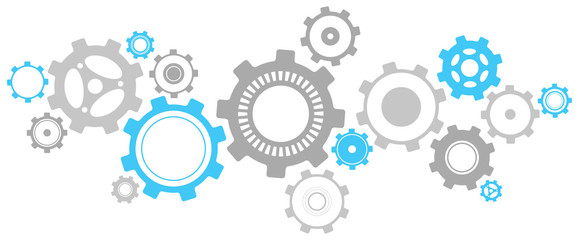 Linked Cogwheels Design - Vector Illustration