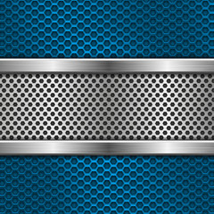 Blue metal perforated background