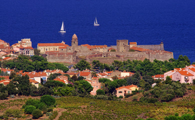 Collioure village and the Mediterranean sea, south of France, Roussillon