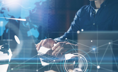 Businessman analysing the data