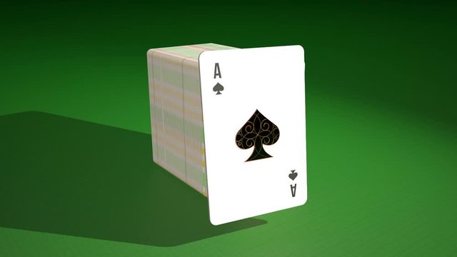 Show all aces in the deck of play cards looped animation