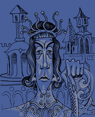 The fairy-tale hero. Graphic portrait - illustration. A warrior is a fantastic image.