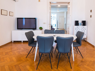 Dining area in modern luxury apartment