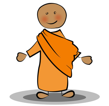 orange cartoon monk smiling clip art preview