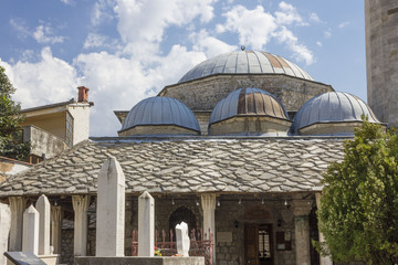 Architectural view of Nesuh Aga Vucjakovic Mosque, rurrounded by graves of people killed during the...