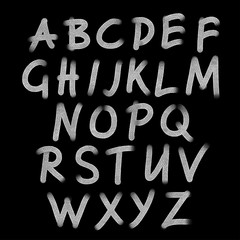 Hand drawn chalk whiting alphabet, font, letters