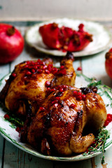 Cornish Hens with Pomegranate-Molasses Glaze