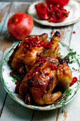 Cornish Hens with Pomegranate-Molasses Glaze