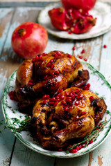 Cornish Hens with Pomegranate-Molasses Glaze