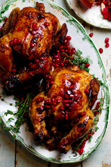 Cornish Hens with Pomegranate-Molasses Glaze