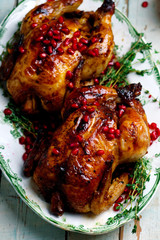 Cornish Hens with Pomegranate-Molasses Glaze