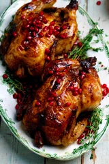 Fototapeten Cornish Hens with Pomegranate-Molasses Glaze © zoryanchik