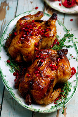 Cornish Hens with Pomegranate-Molasses Glaze