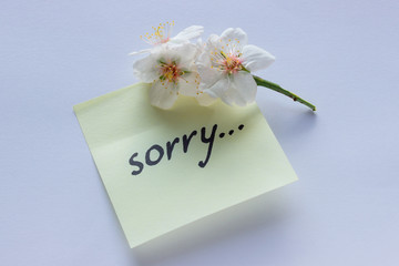  Handwritten note - Sorry. Small delicate white flowers of almonds.