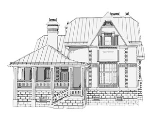 vector house sketch.
