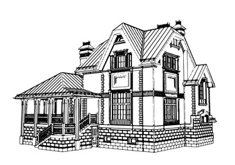 vector house sketch.